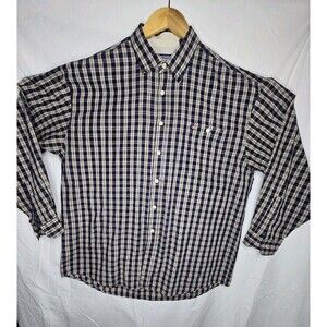 Avalon Collection AC XL Plaid Button Front Long Sleeve Shirt Blue Yellow EUC